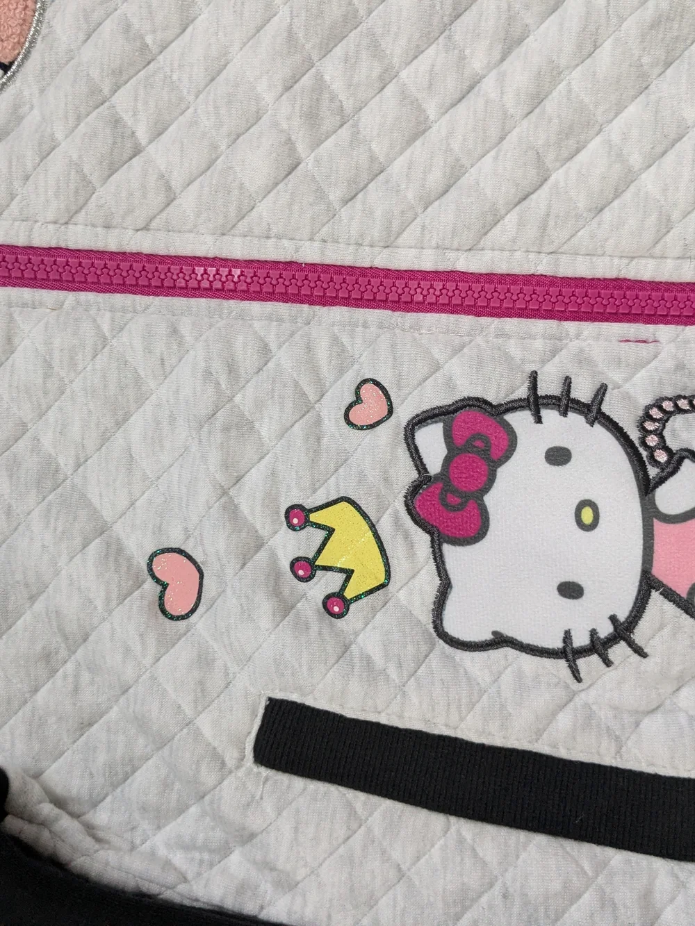 Hello Kitty Girls' Pink & White Quilted Hoodie Jacket